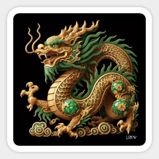 zodiac wood green jade dragon ecopop asian beast kaiju art Sticker